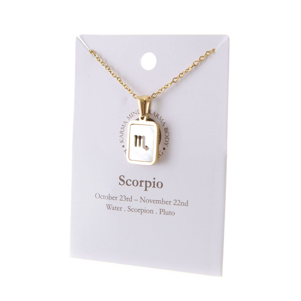 Zodiac Gold Plated Necklace with Shell Inlay - Karma Living