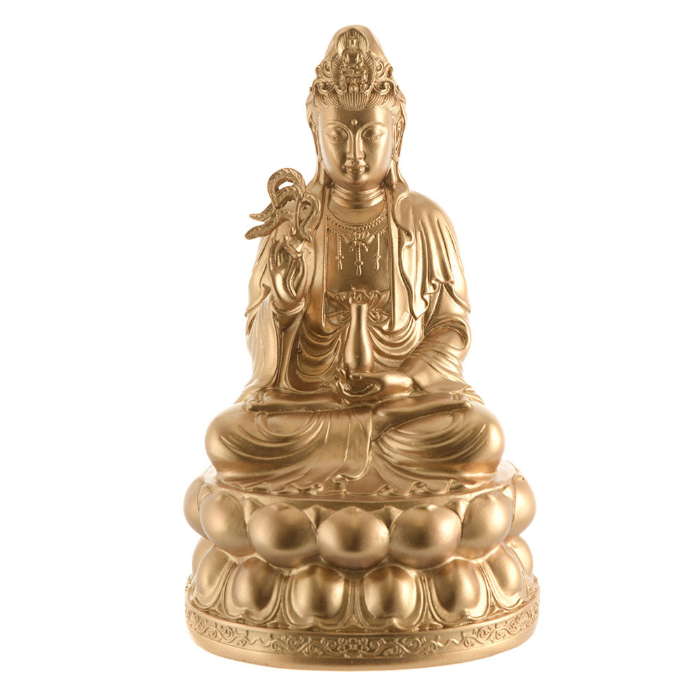 Guan yin sitting statue gold 25cm