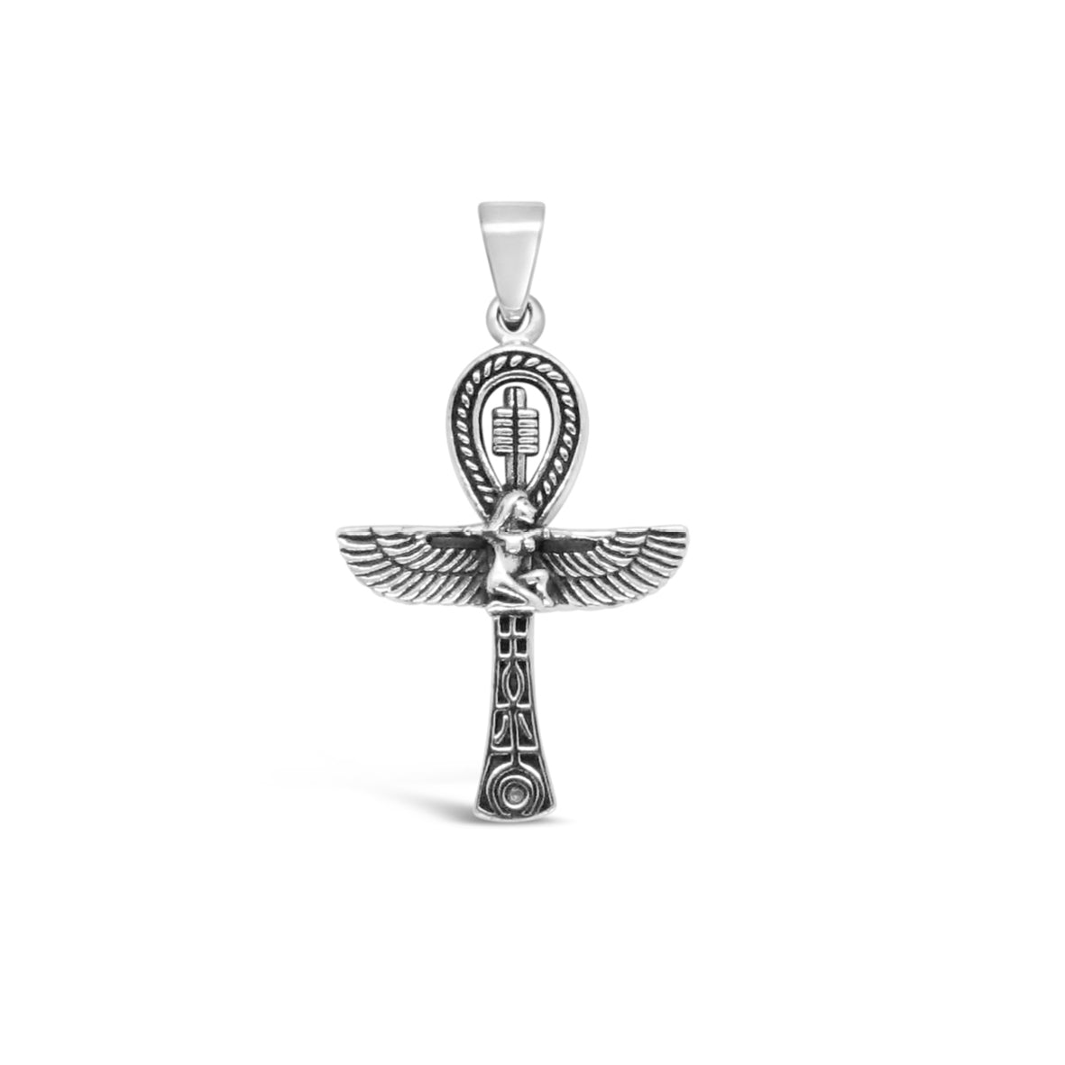 Isis Goddess With Ankh Silver Pendant