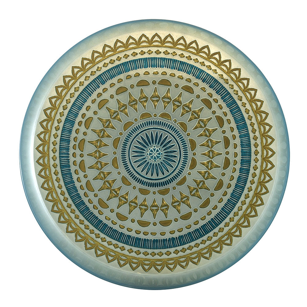Glass Decorative Bowl Pale Blue & Gold 35cm - Karma Living