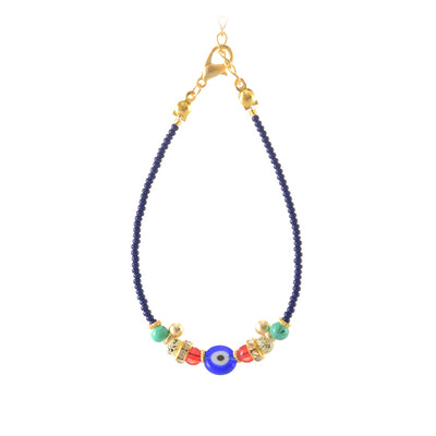 Evil Eye Bracelet with Blue Beads - Karma Living