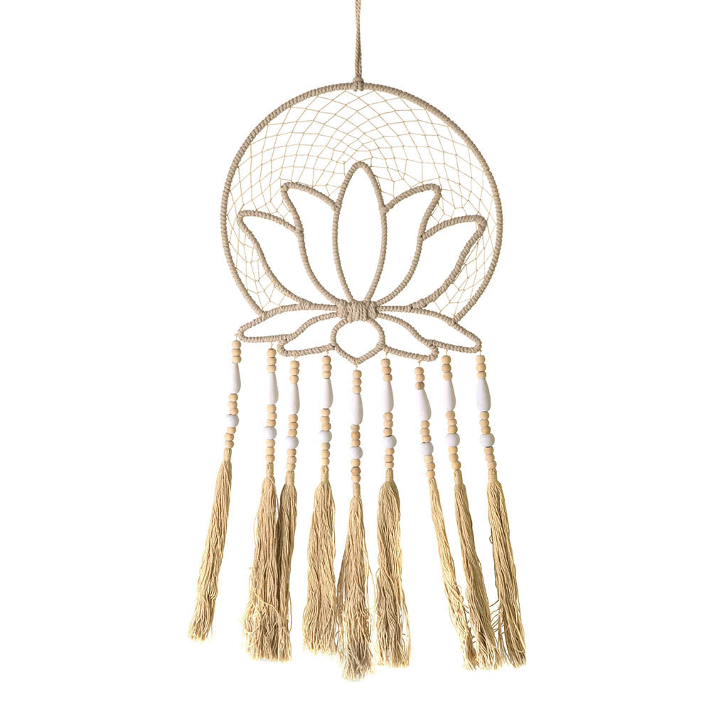 Lotus Wall Hanging with Tassels Natural & White
