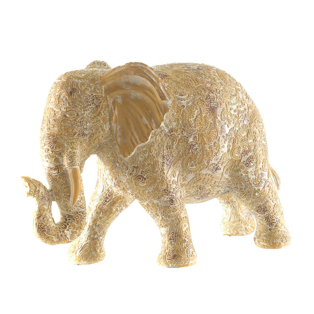Elephant Statue Paisley White & Natural 21x28.5cm