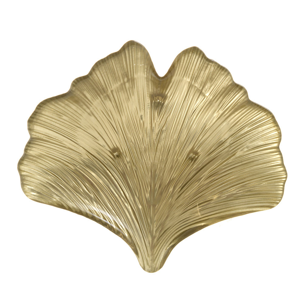 Glass ginko plate gold 17cm