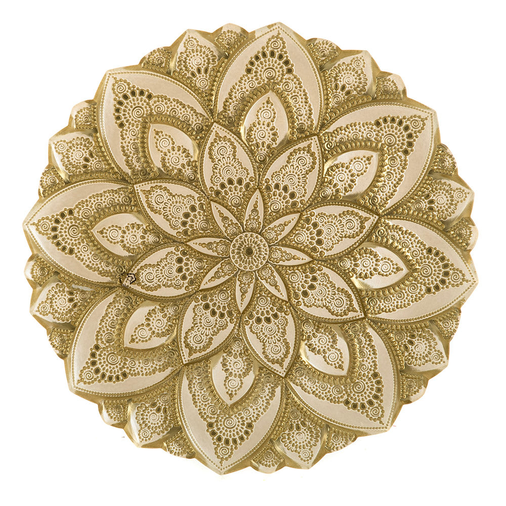 Mandala Platter Pearl & Gold 33cm
