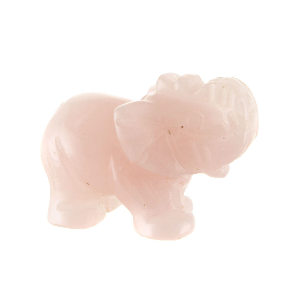 Lucky Elephant Mini Carved Statue Rose Quartz