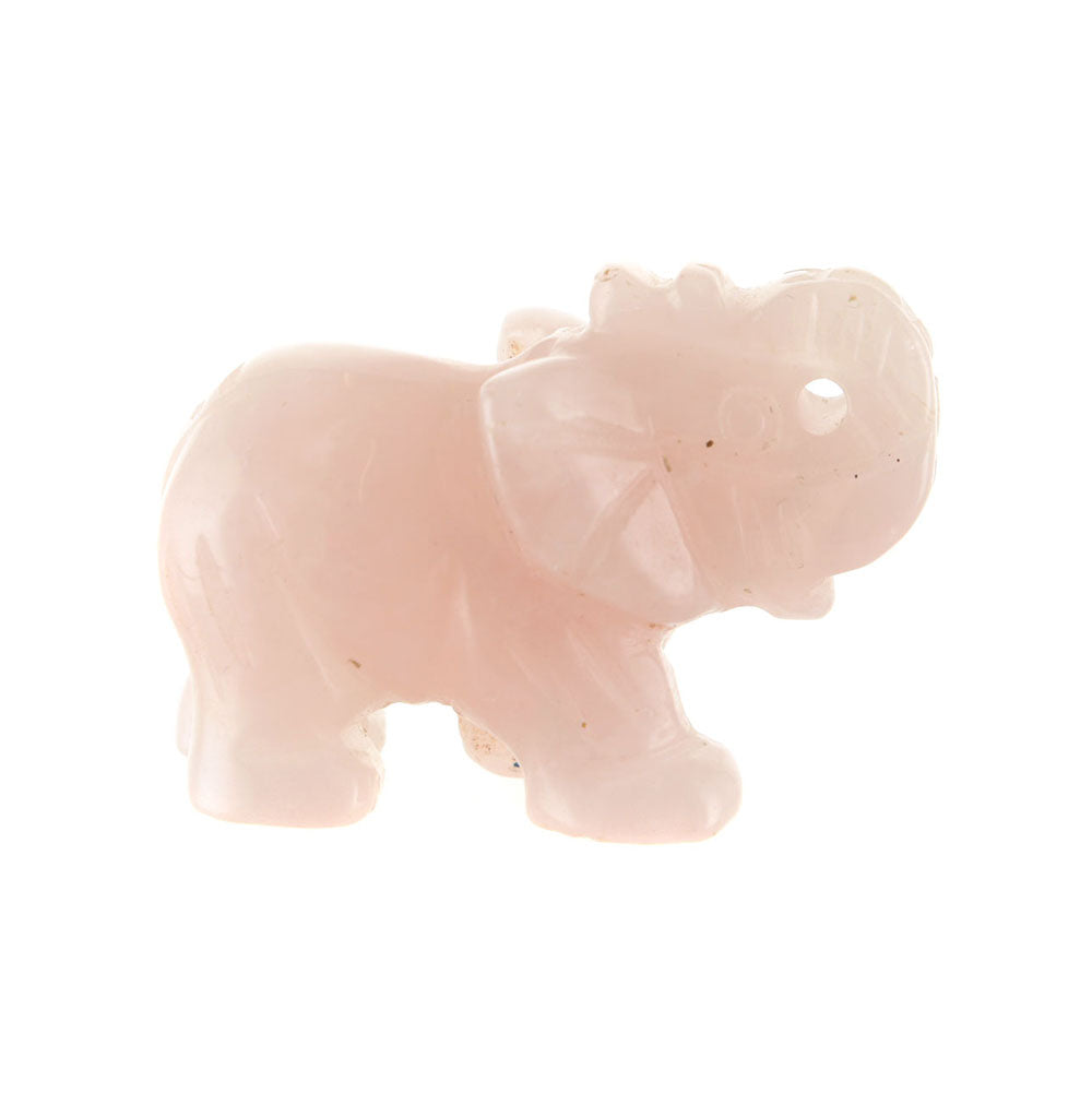 Lucky Elephant Mini Carved Statue Rose Quartz