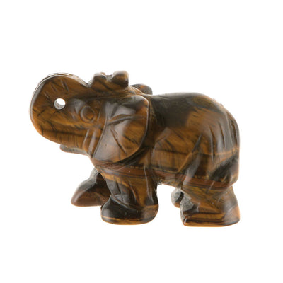 Lucky Elephant Mini Carved Statue Tigers Eye