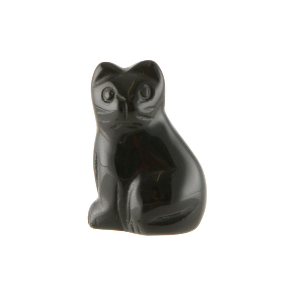 Cat Mini Carved Statue Black Onyx 3cm