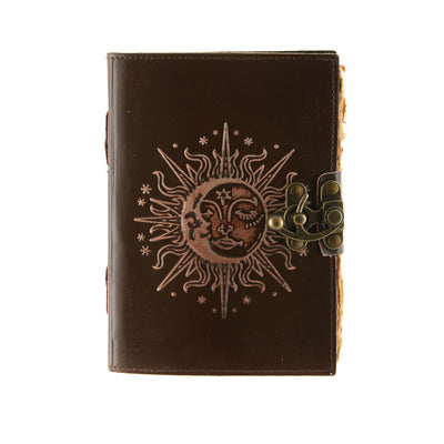 Leather Journal Sun & Moon With Lock 18cm