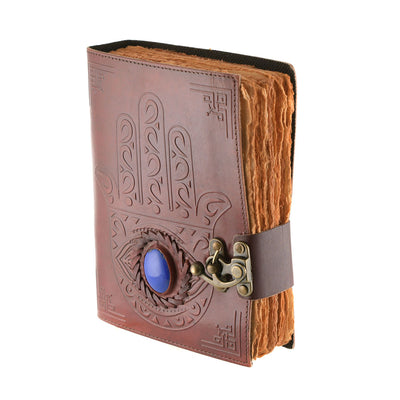 Leather Journal Hamsa Hand With Lock 20cm