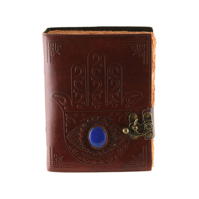 Leather Journal Hamsa Hand With Lock 20cm