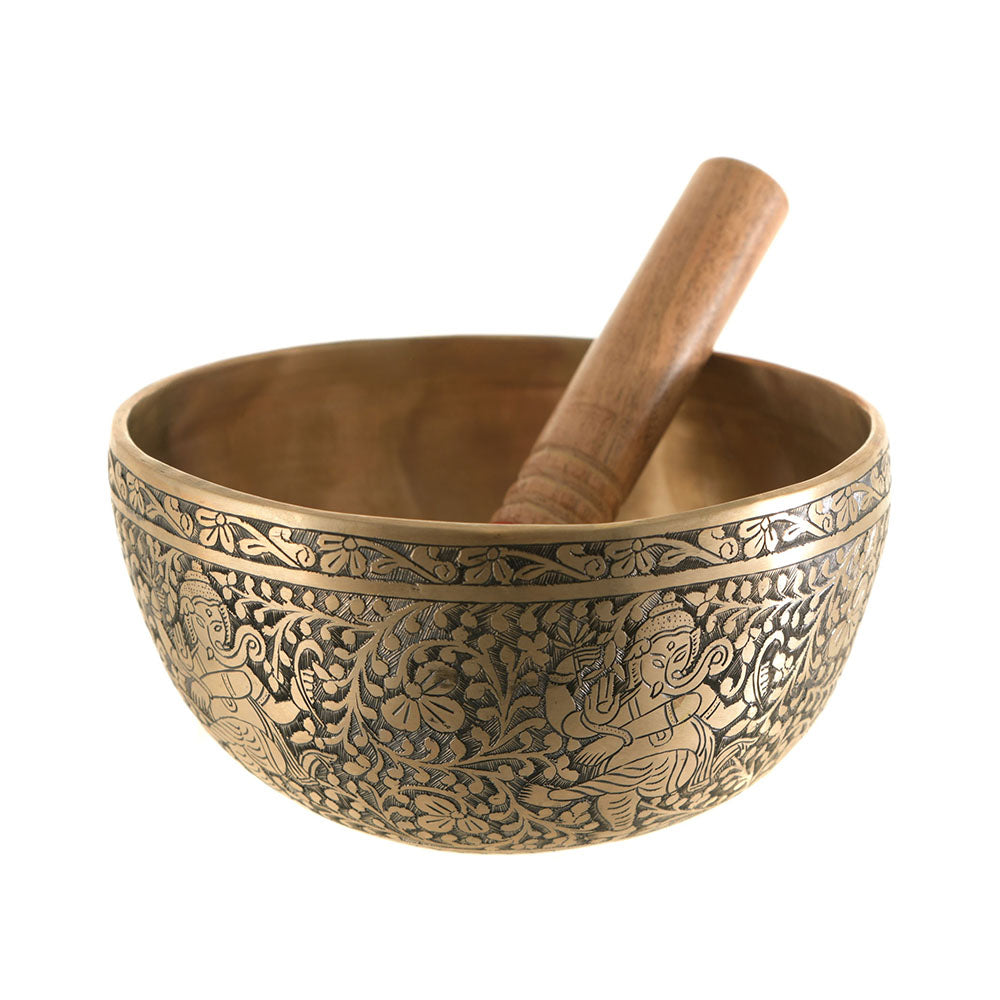 SINGING BOWL Handmade Etched Floral 18cm (950g)