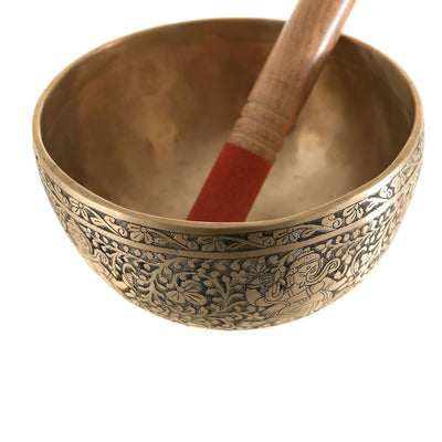 SINGING BOWL Handmade Etched Floral 18cm (950g)