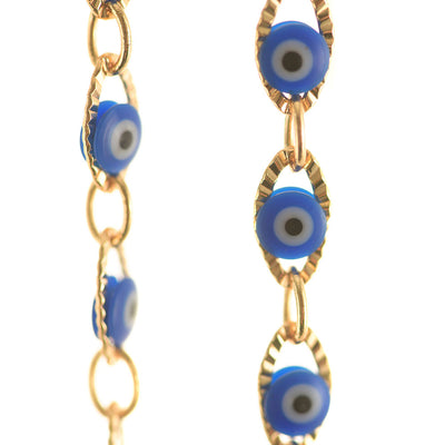 Brass Evil Eye Necklace Blue