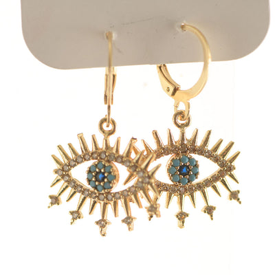 Brass Evil Eye Earrings White