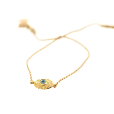 Evil Eye Brass Bracelet on Gold Rope