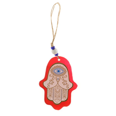 Evil Eye Hamsa Wall Hanging Red & White 29cm