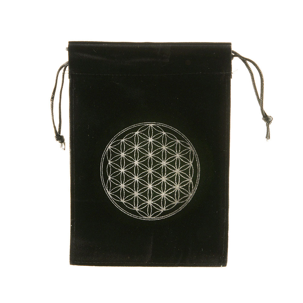 Velvet Tarot Bag Flower Of Life Black & Silver