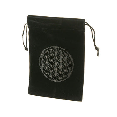 Velvet Tarot Bag Flower Of Life Black & Silver