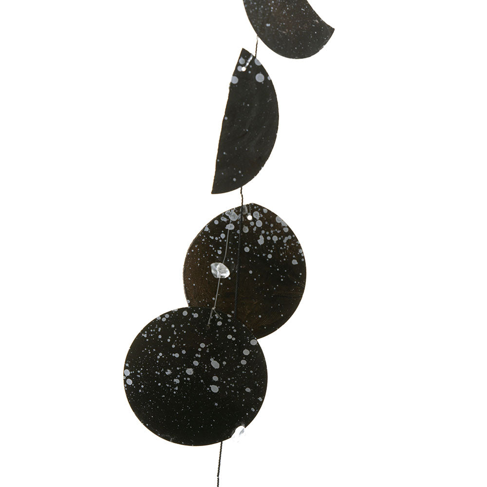 WALL HANGING Shell & Crystal Moon Phase Black 56x12cm