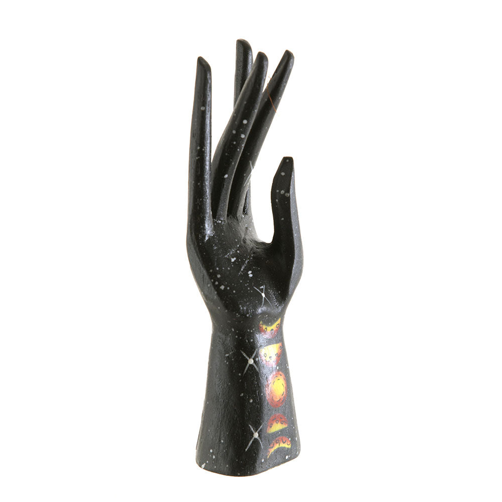 STATUE Hand Wood Black Moon Phase 20x5.5cm