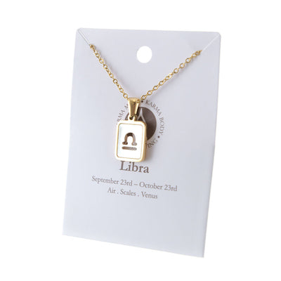 Zodiac Gold Plated Necklace with Shell Inlay - Karma Living