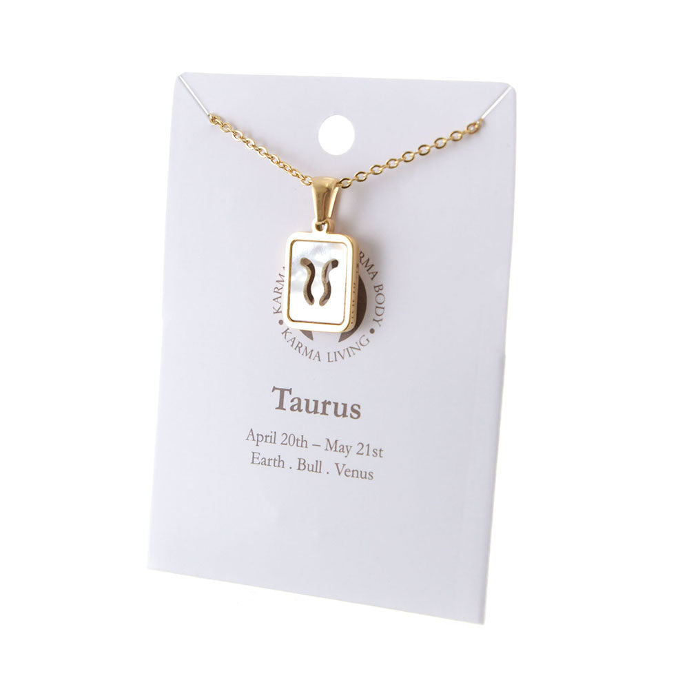 Zodiac Gold Plated Necklace with Shell Inlay - Karma Living