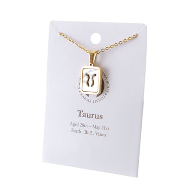 Zodiac Gold Plated Necklace with Shell Inlay