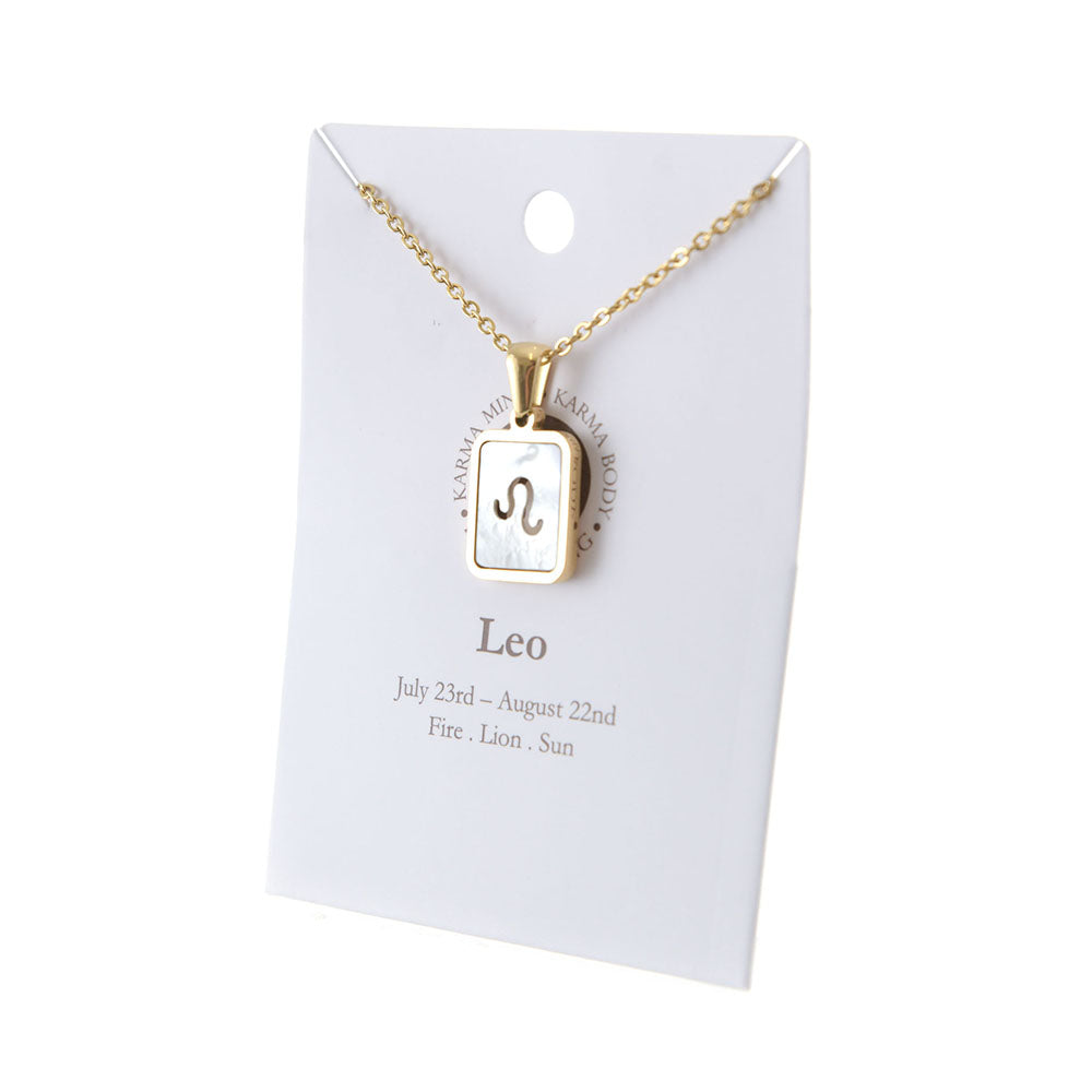 Zodiac Gold Plated Necklace with Shell Inlay - Karma Living