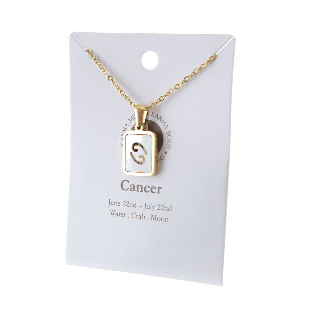 Zodiac Gold Plated Necklace with Shell Inlay - Karma Living