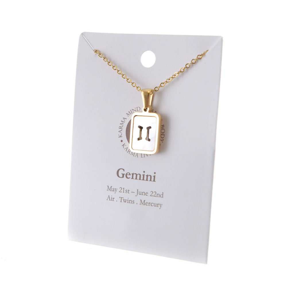 Zodiac Gold Plated Necklace with Shell Inlay - Karma Living