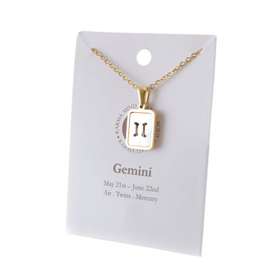 Zodiac Gold Plated Necklace with Shell Inlay - Karma Living