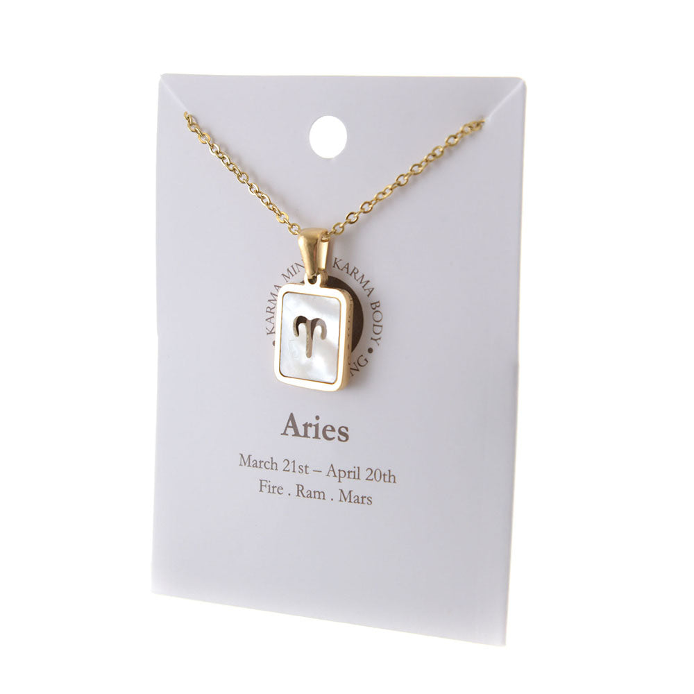 Zodiac Gold Plated Necklace with Shell Inlay