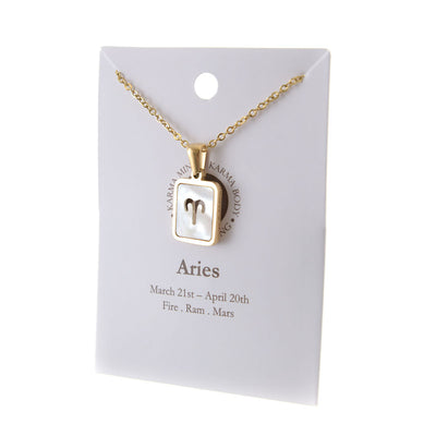 Zodiac Gold Plated Necklace with Shell Inlay - Karma Living