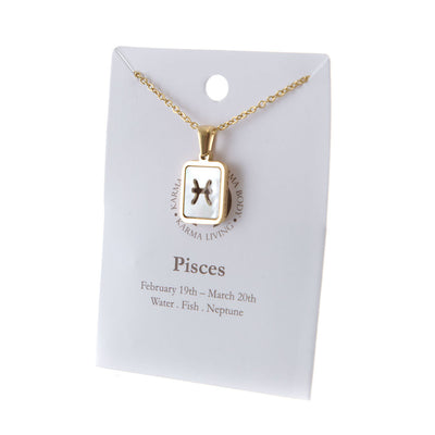 Zodiac Gold Plated Necklace with Shell Inlay - Karma Living