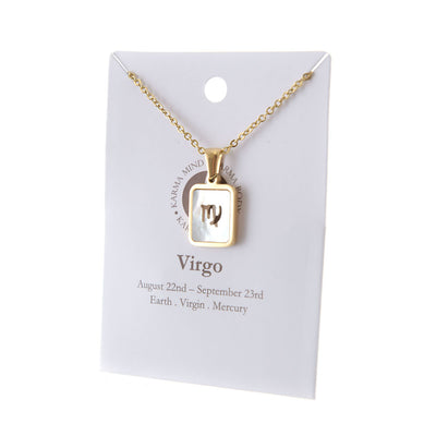 Zodiac Gold Plated Necklace with Shell Inlay - Karma Living