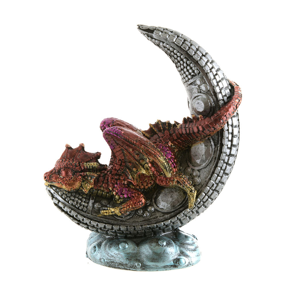 Dragon Statue with Moon Multi 13cm