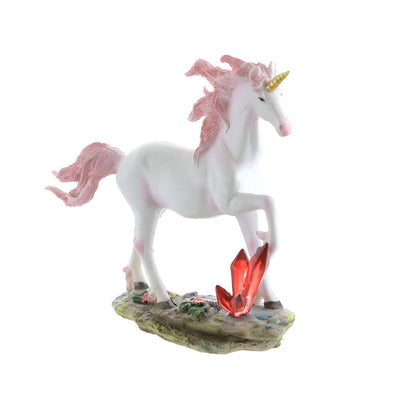Unicorn Statue with Crystal White & Pink