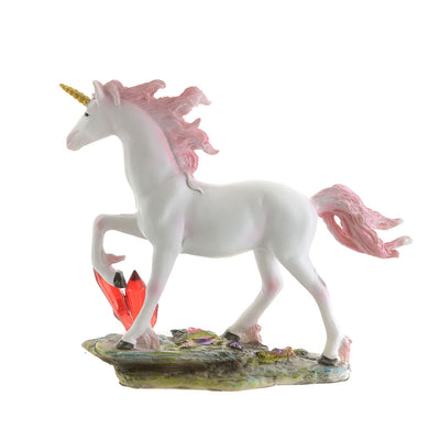 Unicorn Statue with Crystal White & Pink
