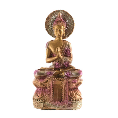 Buddha sitting statue gold & pink 12cm