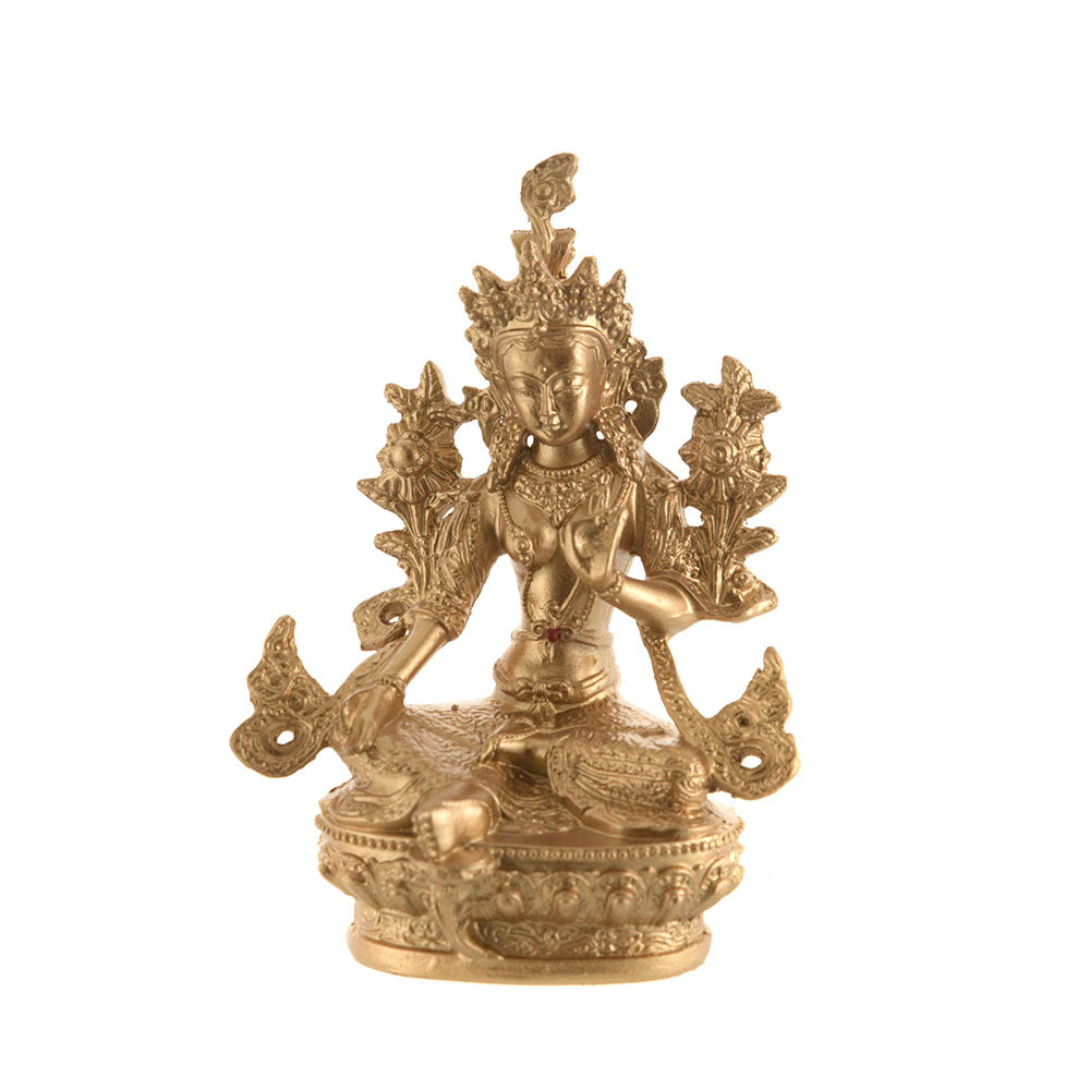 Tara goddess sitting statue gold 15cm
