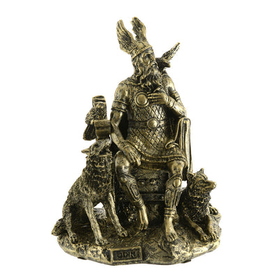 Odin sitting statue antique bronze 20cm