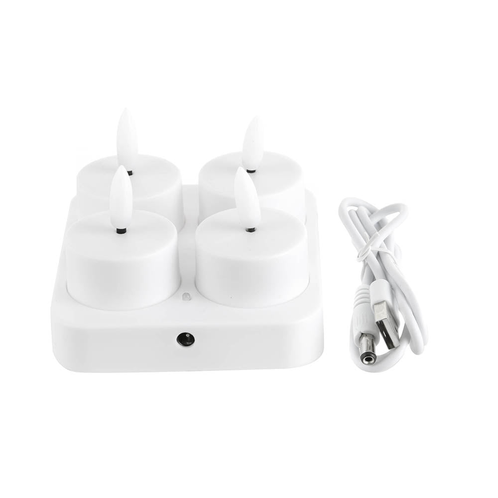 LED Tealights Set/4 with Rechargable Base Flameless LED