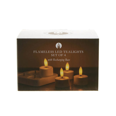 LED Tealights Set/4 with Rechargable Base Flameless LED