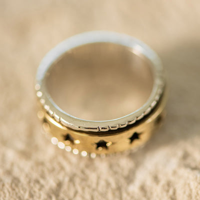 Star Spin Rings Brass and SS