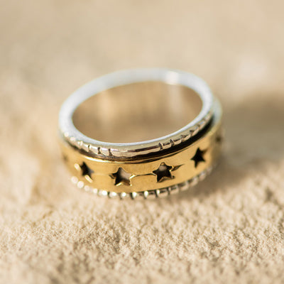 Star Spin Rings Brass and SS