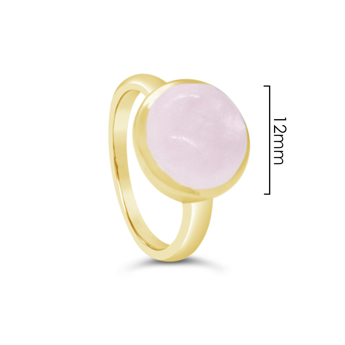 Rose Quartz Oval Ring Gold Plated SS