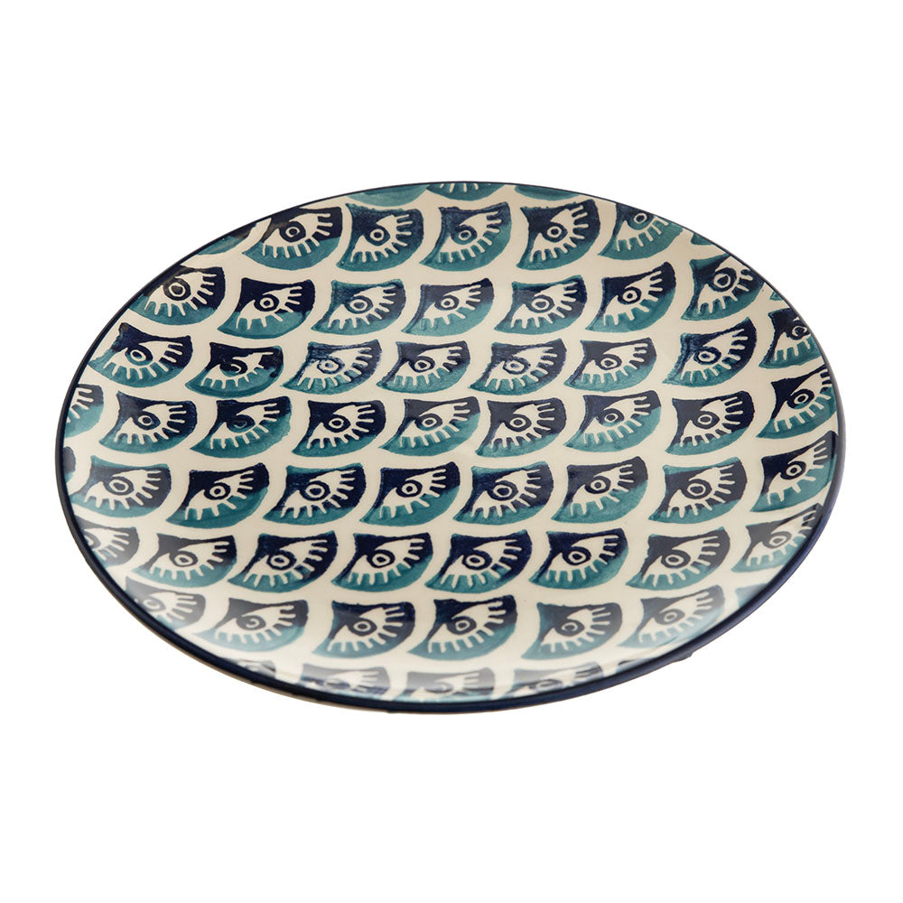 Round Ceramic Plate Evil Eyes Blue 21cm – Karma Living
