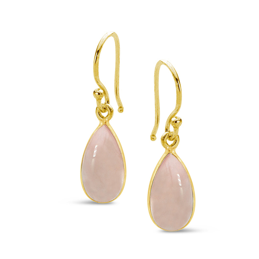 Rose Quartz Drop Earrings Silver Gold Plated